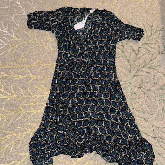 Silk & Salt Journey Maxi Wrap Dress in African Peacock NWT Flowy V Neck Print - Picture 7 of 8